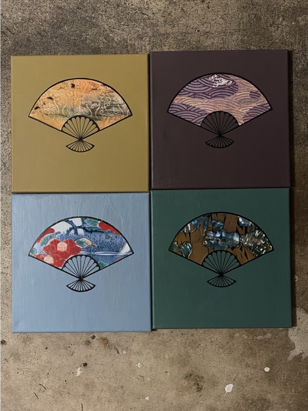 Decorative Fan Canvas Wall Art Set - Multi-Color
